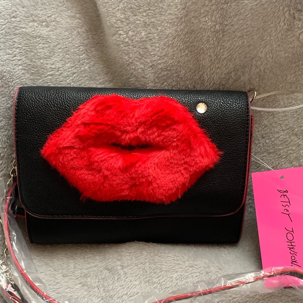 Betsey Johnson Fur Lips purse
